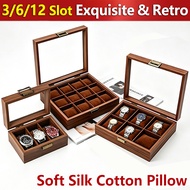 Wood Watch Storage Box Dust Proof Glass Cover Watch Box Organizer Watch organizer Box 3/6/12 Slot