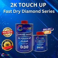 2K Clear 4:1 Fast Dry D30 High Gloss Auto Car Touch Up Paint Easy Polish 1 Liter SET CARLOUR PRO