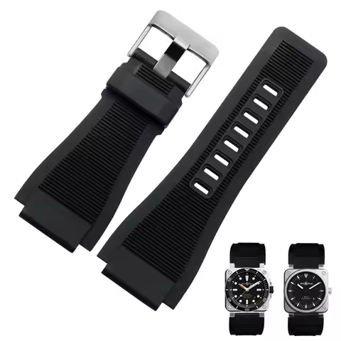 Convex Sillicone Rubber Watch Strap For Bell Series BR01 BR03 Men Watchband Waterproof Bracelet Belt
