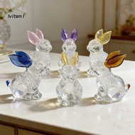 [LV] Crystal Figurine Glass Bunny Figurine Handmade Glass Easter Bunny Figurine – Miniature Rabbit S