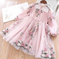 Autumn Kids Princess Dresses For Girls Long Sleeve Flower Elegant Winter Dress 3-8 Yrs Children Casual Clothes For Holiday
