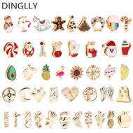 DINGLLY Gold Color Christmas Style Charm Fit 10mm Stainless Steel Mesh Bracelet Bell Elk Socks Tree Beaded Fit Belt Bangle Accessories