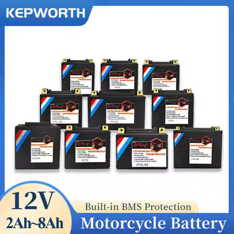 12V LiFePO4 Motorcycle Battery 2Ah 3Ah 4Ah 6Ah 8Ah Lithium Powersports Battery Built in BMS Replacem