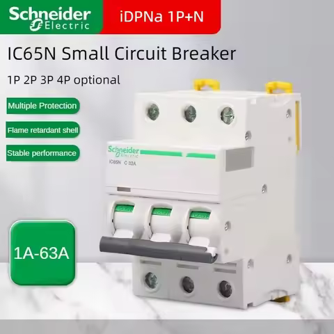 Schneider Mini Circuit Breaker IC65N C IDPNA Air Switch 1P+N 1P 2P 3P 4P Air Switch Household 6A 10A