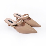 Seira - Alice Pointed Heels รองเท้าส้นสูง หัวแหลม เปิดส้น อะไหล่สี่เหลี่ยม สีทอง สูง 1 นิ้ว