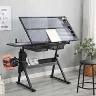 Tempered Glass Liftable Drawing Table Art Professional Painting Table Art Designer Workbench Desk St
