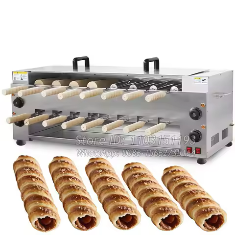 Commercial 16pcs Chimney Cake Roller Machine Gas and Electric Gas Chimney Cake Kurtos Kalacs Gas Ove
