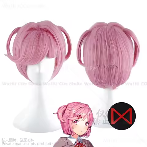 Game DDLC Doki Doki Literature Club Natsuki Wigs Pink Short For Woman Man Hot Sale Hair Party Hair C