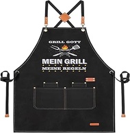 Cooking Apron Men's BBQ Apron for Men Apron Funny with 4 Pockets Grill Apron for Men Kitchen Apron M