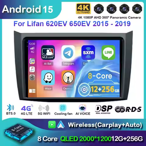 Android 15 Carplay Auto For Lifan 620EV 650EV 2015 - 2019 Car Radio DSP Navigation 2Din Video Player