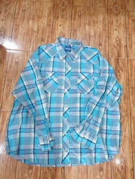 เสื้อเชิ้ตวินเทจลายสก็อตกระดุมมุก USA WRANGLER  2X BIG MAN อก29"รอบอก58"ไหล่21"