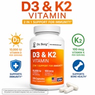 ✅Ready Stock✅ Dr. Berg D3 K2 10,000 IU – 7-in-1 – MCT Powder – Lab Tested – High Absorption – 120 Ca