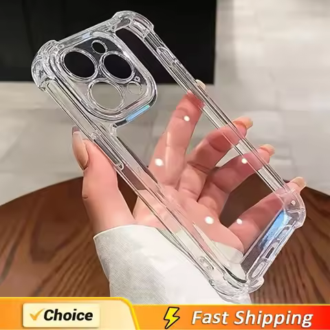 Shockproof Silicone Clear Phone Case For iPhone 13 11 12 14 17 Pro Max Mini Lens Protection Back Cas