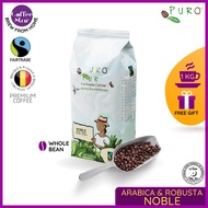 Biji Kopi NoblePuro Fairtrade | 1kg |Arabica & Robusta | Belgium Import | Free Gift