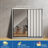 Free Installation | AntiJump 8x8 Almari Pintu Cermin | Wardrobe Sliding Door Mirror | Rak Baju | Alm