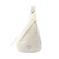 【二手，B級】Prada PRADA 腰包/斜背包 Re-Nylon 2VZ092 白色尼龍皮革三角 Logo 斜背包 男女通用 二手 B級