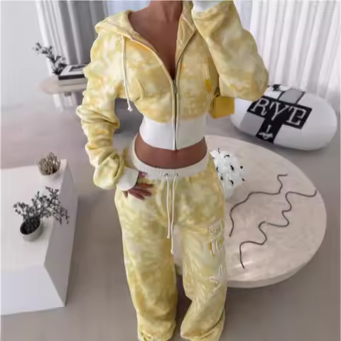2026 Autumn New Y2K Fashion Pink Letter Pattern Zipper Sportswear Two Piece Set Casual Short Top Set