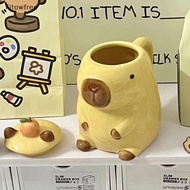 Fitow 3D Capybara Ceramic Coffee Mug with Lid - Funny Tea Cup Girls Gift Party Prop FE