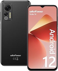 Ulefone Note 14 Unlocked Cell Phones, Android 12 Smartphone, 6.52” Screen 4500mAh Battery 3GB+16GB 128GB Extension, 8+5MP Camera 4G Dual SIM 3-Card Slots Face ID, US Version Mobile Phone- Black