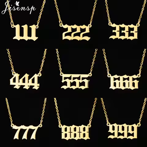 Stainless Steel Angel Number Lucky Numbers Necklaces 111 222 333 444 555 888 999 777 666 Pendant Nec