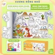 Tranh tô màu dán tường thông minh khổ lớn dài 3m Lalala Baby tặng kèm màu vẽ và kéo tranh 3m