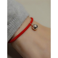 Year of the Horse Simple S999 Sterling Silver Bell Anklet Benming Year Lucky Red String Bracelet Mal