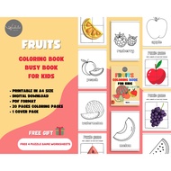 Fruits Coloring Busy Book for Kids (PDF Digital Download)