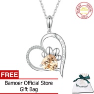BAMOER Green CZ Snake Pendant Necklace Cat Unicorn Geometric Heart Neck Chain for Women Birthday Gift Fine Jewelry YIN105