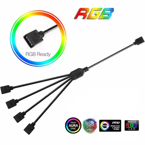 12V 4PIN RGB Sync Motherboard Cable 5V 3Pin ARGB 1 to 2/3/4/5 Ways Extension Line