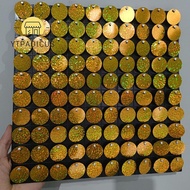 YURUYI Sequin Panel Wall Decor, Round Glitter Sequin Backdrop,  Silver Gold PET Backdrop Decoration 