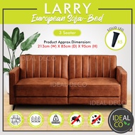 (Free Delivery) Larry Sofa Bed : Leather Look Fabric Full Solid Wood Foldable Sofas 1 Seater / 2 Seater / 3 Seater