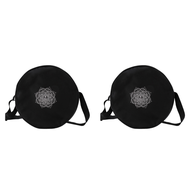 2X Yoga Wheel Bag Nylon Black Mandala Flower 36x14cm Yoga Circle Bag for Yoga Wheel Large Capacity