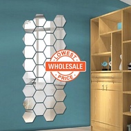 [Wholesale]Removable Acrylic 3D Mirror Hexagon Wall Sticker / Vinyl Decal Self Adhesive Home Decoration / DIY Living Room Art Craft Decoration