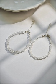 整條赫基默鑽石手鍊/腳鍊 SV925/14KGF 閃靈鑽 Herkimer 原礦