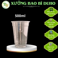 [Factory Price] Lot of 50 flat bottom PP plastic cups, 500ml, 95 mm, used to hold coffee, convenient