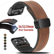 20mm 22mm 26mm Leather Band Frosted Geniune strap For Garmin Fenix 7 7X 5Plus 6XPro Enduro 2 Redmi