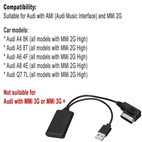 For AUDI A5 8T A6 4F A8 4E Q7 7L for AMI MMI 2G 5V Mini Wireless bluetooth USB AUX In Adapter Cable