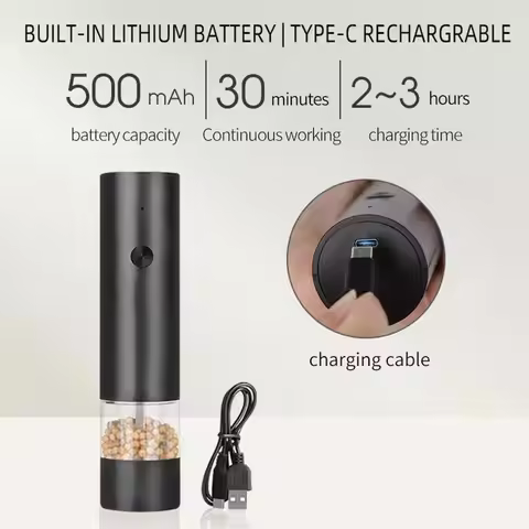 Electric Grinder USB Charging Electric Pepper Grinder With Base Simple Charging Pepper Mill with Dou