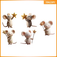 [tenlzsp9] Handmade Felt Mice with Star Miniature Figurine Indoor Creative Birthday Gift