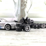 VOLK MODEL RUBBER TIRES RAYS CE28 SILVER 1/64 HOT WHEELS DIECAST