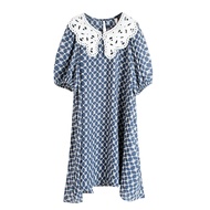 XITAO Dress Peter Pan Lace Collar Short Sleeve Women Lattice Dress