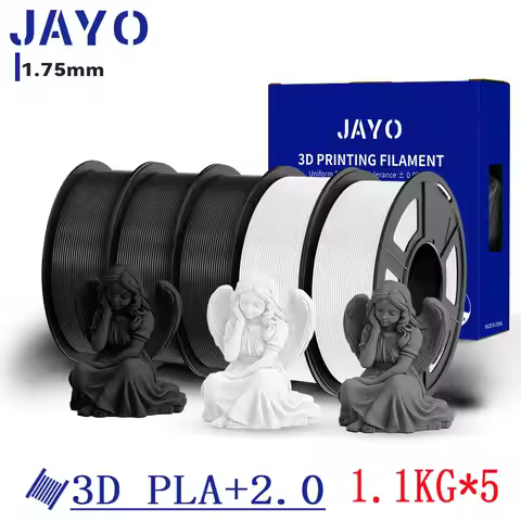 JAYO 2.0 PLA Plus 3D Filament 1.75MM Upgrade PLA + 3D Printer Filament 5 Rolls Neatly Wound 3D Print
