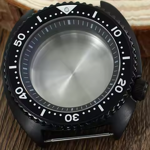 45mm PVD Black Tuna Turtle Skx Watch Case Sapphire Glass accessories For Seiko NH35 NH36 4R36 Modifi