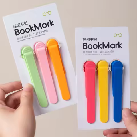 1/2/3/6Pcs Silicone Bookmark Automatically Follow Page Flipping Student Bookmark Office Stationery H
