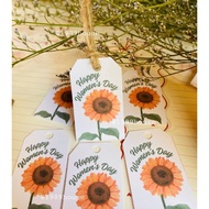 [TWD06 Sunflower ] 40 kraft Tags 3x5cm Women Day October 20 March 8 (with hemp rope) to hang gift bo