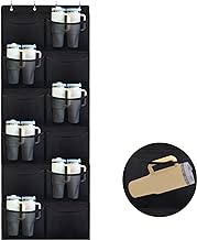 NZNDB Cup Organizer for Stanley Cup, 12 Holders Water Bottle Organizer for Stanley Tumbler, Portable Foldable Hanging Tumbler Organizer for Wall Door, Kitchen Cabinet, Pantry Closet, RV