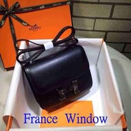 法國櫥窗 愛瑪仕 Hermes 康斯坦斯Constance 黑色 BOX  soblack 23cm 空姐包
