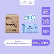 [Carton] Hoppi Premium Glacier Water Baby Wipes (20 Wipes x 30 Packs)