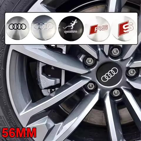 4PCS 56mm Car Wheel Center Emblem Hub Badge Stickers for Audi 4 Rings Sline RS Quattro A3 A4 B8 8P 8
