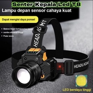 senter kepala led super terang jarak jauh bisa zoom sensor waterproof